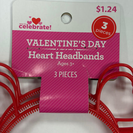 Valentine’s Day Heart Headbands- 3 Pcs