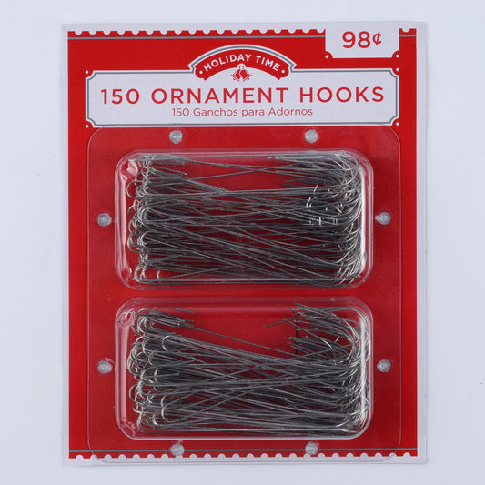 Holiday Time Jumbo Ornament Hooks, Silver, 150 Count