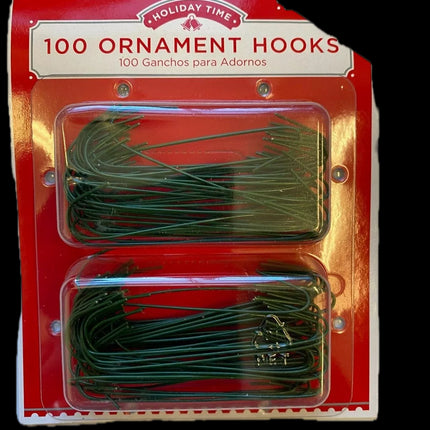 100 Large Green Ornament Hooks 2.25" - Holiday Time