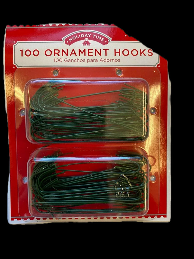 100 Large Green Ornament Hooks 2.25" - Holiday Time