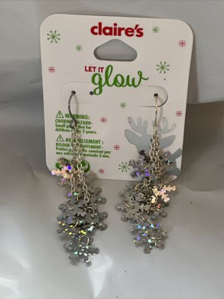 Girls' Silver Snowflake & Tree Christmas Earrings