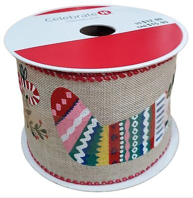 Christmas Wired Ribbon, Multi-Colored, 2.5" x 20ft