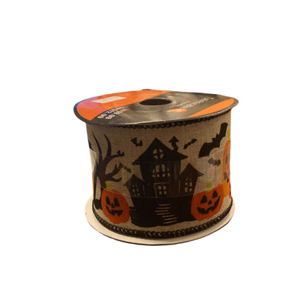 Celebrate It Halloween Spooky Cat and House Wired Ribbon 2.5inx20in