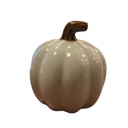 Ashland Fall White Porcelain Pumpkin with Letter H 5x5in
