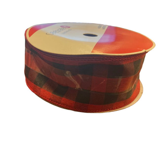 Celebrate it Christmas Black and Red Squares Ribbon Jumbo 2.5in x 80ft
