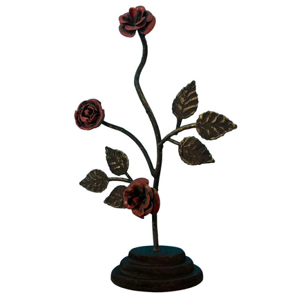 Metal Rose Branch Table Décor – Rustic Floral Accent (11" x 7")