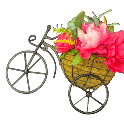 Ashland Metal Bicycle Wall Décor with Faux Florals – 19" W × 14" H