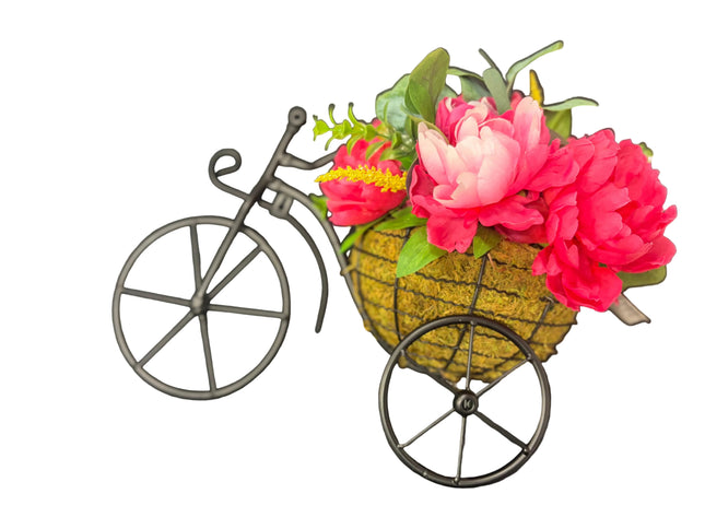 Ashland Metal Bicycle Wall Décor with Faux Florals – 19" W × 14" H