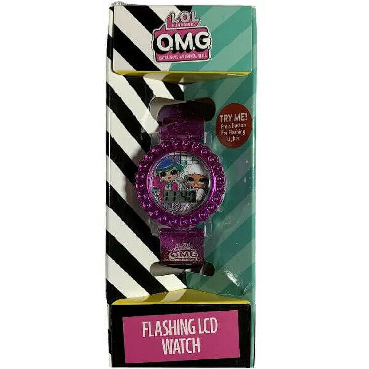 MGA Entertainment LOL OMG Unisex Child LCD Watch with Flashing Metallic Bezel in Purple - OMG4047WM