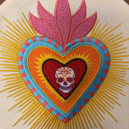 Day of the Dead Heart Wall Décor – Embroidered Hanging Accent (8.5")