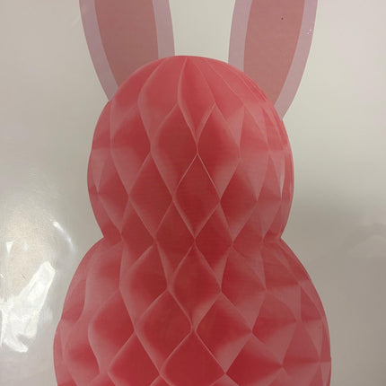 Celebrate It Easter Medium Honeycomb Bunny – Light Pink – 9.3" W × 18" H