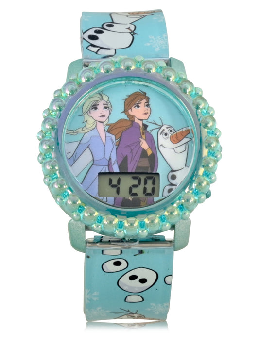 Disney Frozen Unisex Child Watch Frozen 2 Female Child Pearlized Case Flashing Light Up Watch in One Size Color Light Blue - FZN4795WM