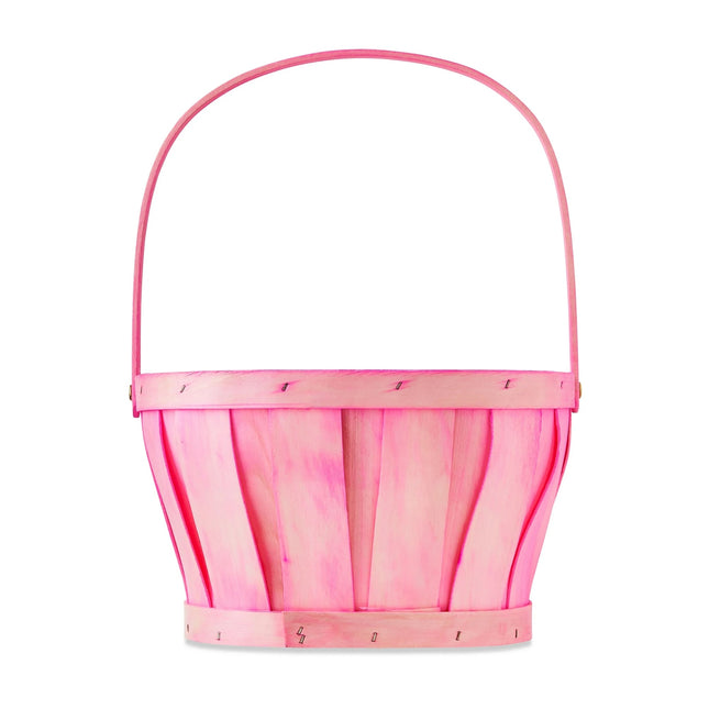 Easter Pink Oval Woodchip Basket, 12 in x 9.5 in x 13 in, by Way To Celebrate