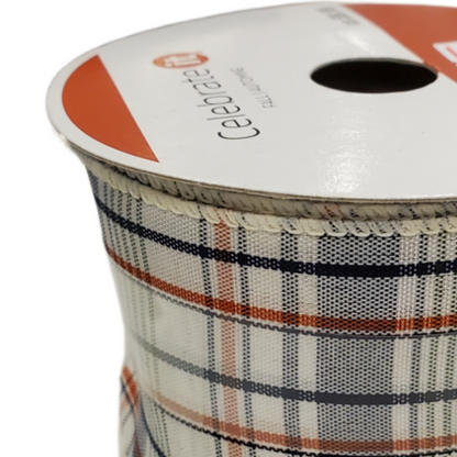 Fall Autumn Plaid Wired Ribbon 2.5" x 25 Ft for Crafting
