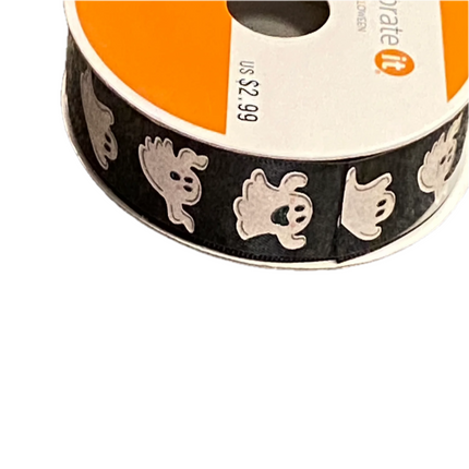 Black & White Glitter Ghosts Ribbon 5/8"x3yd