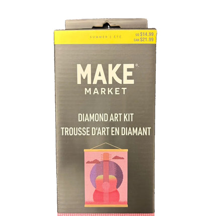 Pink Guitar Diamond Art Kit with Frame – 11" x 14" DIY Craft