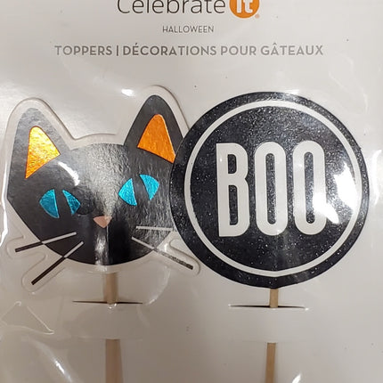 Halloween BOO & Cat Cupcake Toppers - 12pc Set