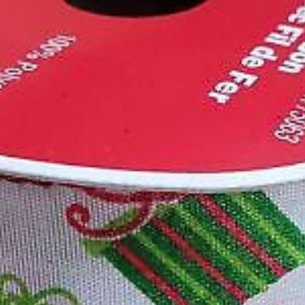 Celebrate it White with Red & Green Presents Wired Christmas Ribbon 2.5in x 20ft
