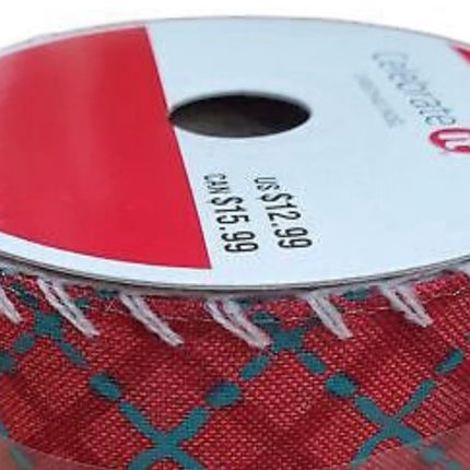 Celebrate it Red and Green Plaid Wired Christmas Ribbon 2.5in x 20ft