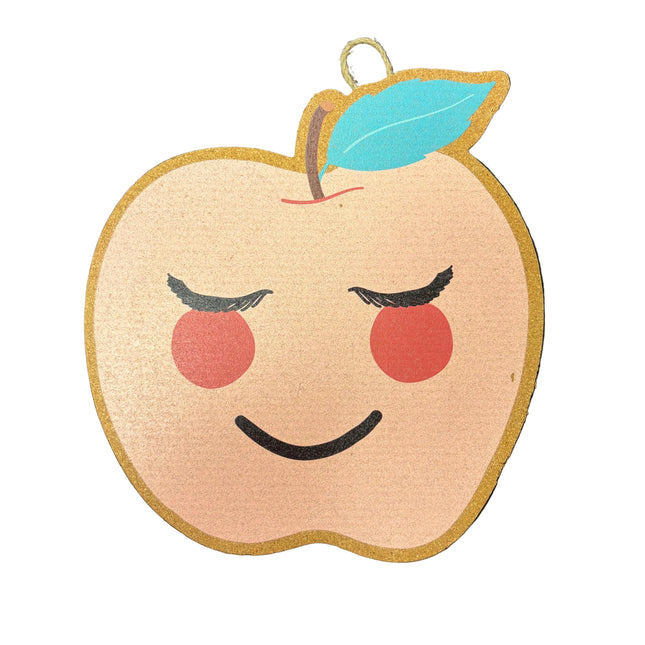 Smiling Apple Wall Décor – 11" x 11" Classroom Hanging Sign