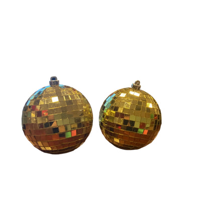 Ashland Christmas Golden Disco  Ball Ornaments 4in 2PC