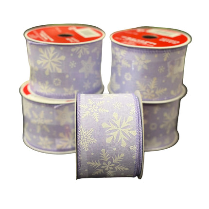Celebrate It Wired Purple Snowflake Ribbon – Christmas & Easter (2.5" × 20 ft)