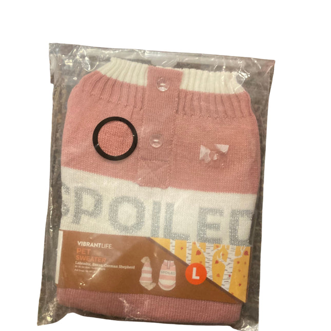 Vibrant Life Pink Spoiled Dog Sweater 20in Length,50-90Lb Weight L