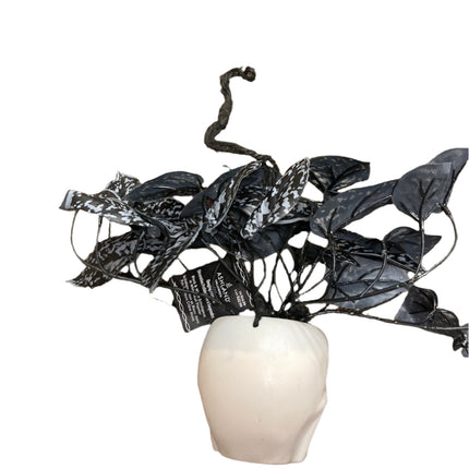 Ashland Halloween Hanging White Skull Pot With Flowers 8x5in