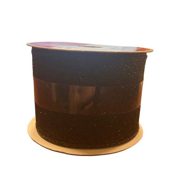 Celebrate it Christmas Glittery Black Ribbon 2.5inx20ft