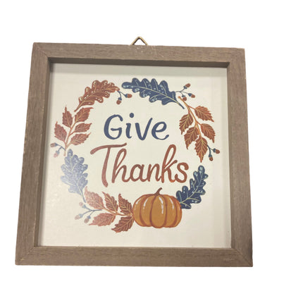 Ashland Fall Give Thanks Wall Decor Sign 7.5x7.5in