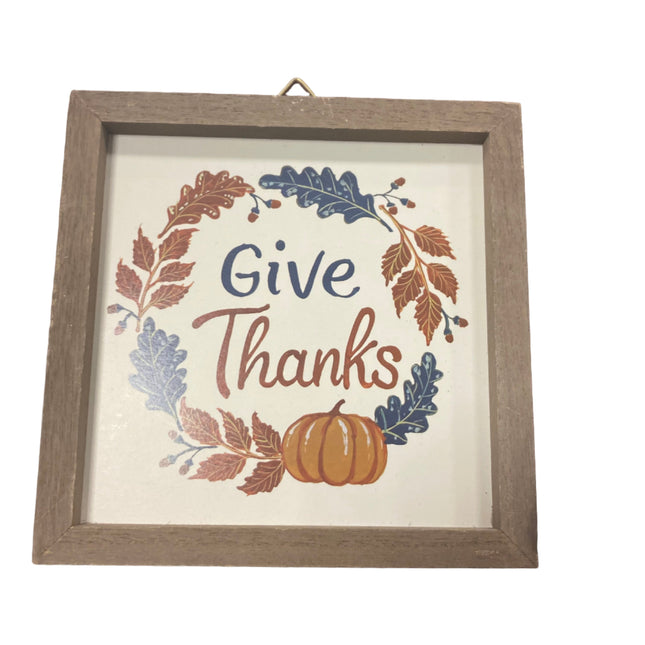 Ashland Fall Give Thanks Wall Decor Sign 7.5x7.5in