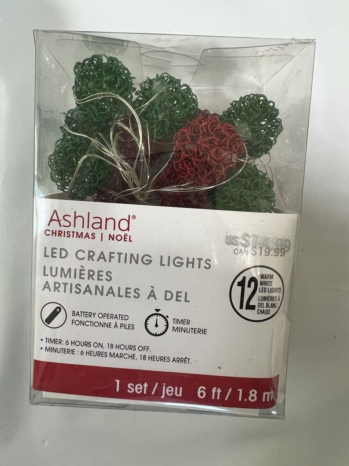 Ashland Christmas Led Crafting Lights Timer: 6 hrs On 18 hrs Off 6ft Red & Green