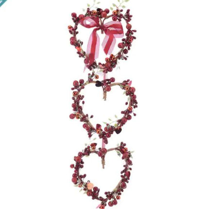 Valentine’s Day Heart Berry Garland with Red Ribbon by Celebrate It