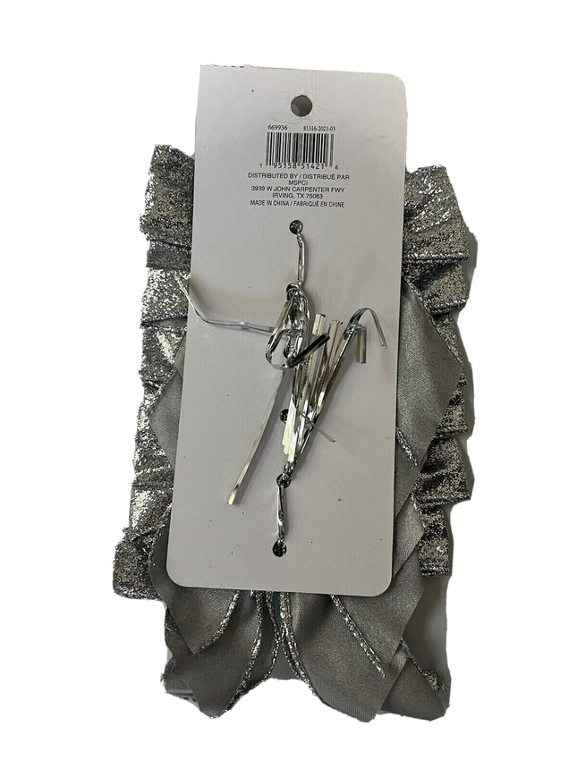 Silver Shimmer Christmas Bows 6-Pack - Home Decor