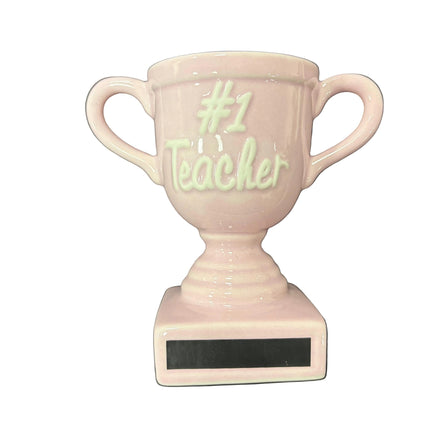 “#1 Teacher” Trophy Coffee Mug – 5" x 5" Gift Cup