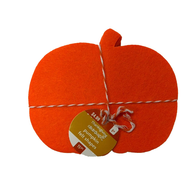 Thanksgiving Pumpkin Felt Shapes Craft Set – 15 Pieces (5" x 6")
