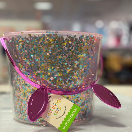 Glitter Basket with Pink Handle – Fun Decorative Container