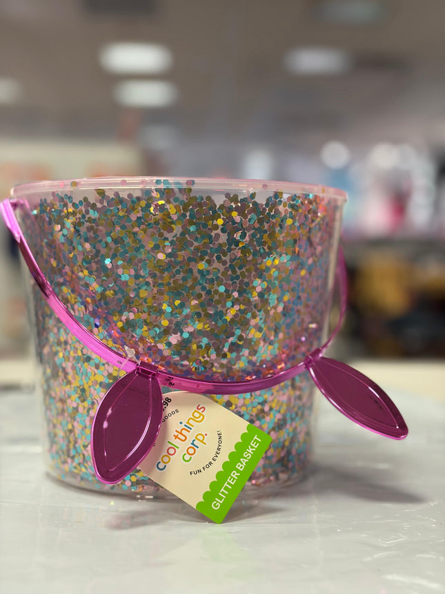 Glitter Basket with Pink Handle – Fun Decorative Container