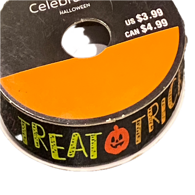 Halloween Trick or Treat Ribbon, Black, 5/8" x 4yd
