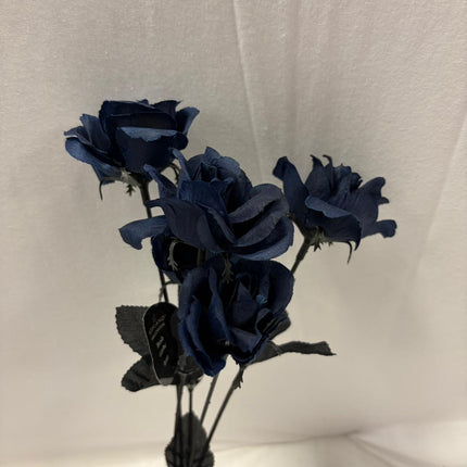 Dark Blue Rose Floral Pick 13 in