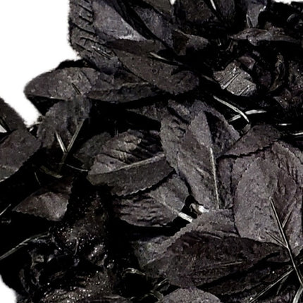 Ashland Black Halloween Chain Garland with Black Glittery Flowers  6ft.