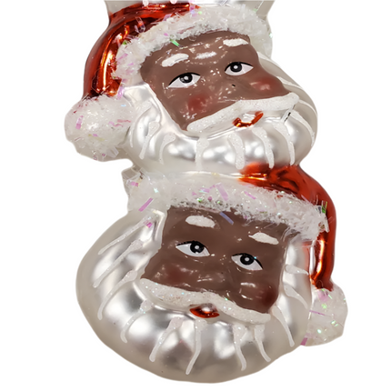 African Santa Claus Glass Christmas Ornament