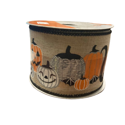 Celebrate it Halloween Cat and Pumpkins Wired Ribbon 2.5inx25ft