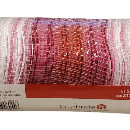 Valentine's Day Decorative Red, Pink, and White Mesh for Crafting 9.5in x 6yd