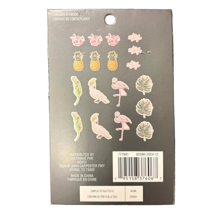 Tropical Bird & Palm Wooden Craft Shapes – Summer DIY Décor Set (18 Pieces)