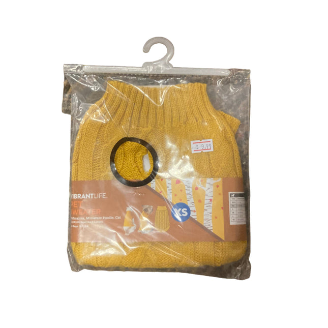 Vibrant Life Yellow Pet Sweater 10.5in 5-10LB XS
