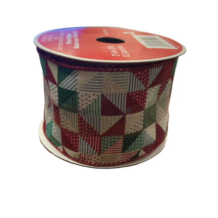 Celebrate it Christmas Colored Squares Wired Ribbon 2.5inx20ft