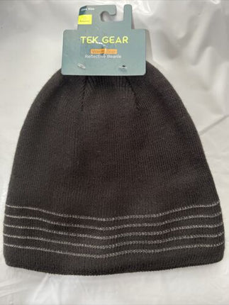 Menâ€™s Womenâ€™s Warm Tek Gear Reflective Beanie Hat-Black and Grey