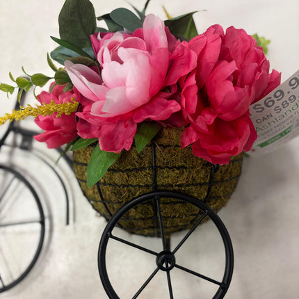 Ashland Metal Bicycle Wall Décor with Faux Florals – 19" W × 14" H