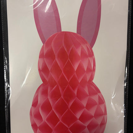 Celebrate It Easter Medium Honeycomb Bunny – Dark Pink – 9.3" W × 18" H
